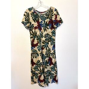 Vintage Hilo Hattie Hawaiian Dress Rayon Tropical Palm Print XS